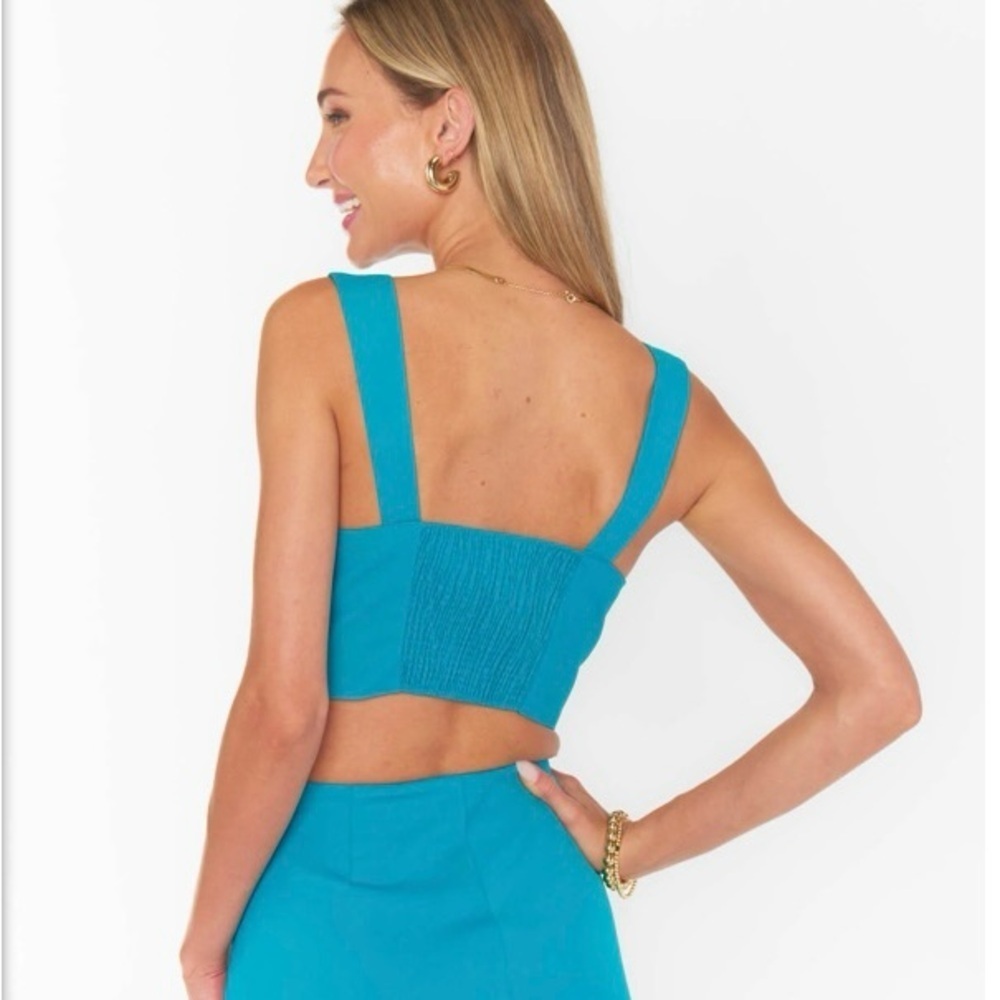 Show Me Your MuMu Sally Crop Top Bustier in Teal Size Medium - Picture 3 of 7